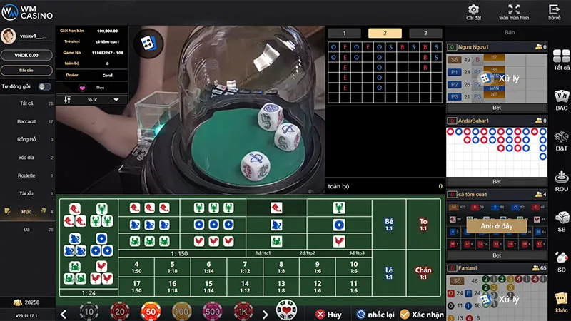 Bầu của phiên bản live casino