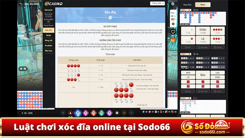 Luật chơi xóc đĩa online tại Sodo66