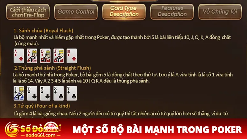 Một số bộ bài mạnh trong Poker